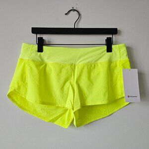 NWT LULULEMON HIYE Highlight Yellow Speed Up LR 2.5" Lined Shorts 10